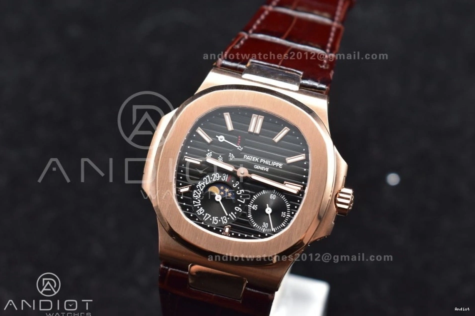 on Gray Croco 5712 A23J Best SS GRF Dial Strap Brown Edition RG Nautilus 0227